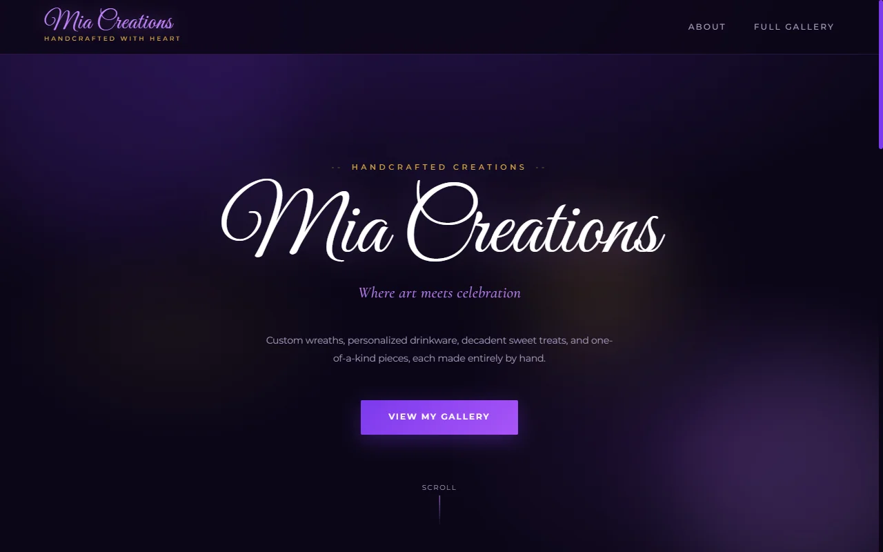 Mia Creations website built by Mecha Data